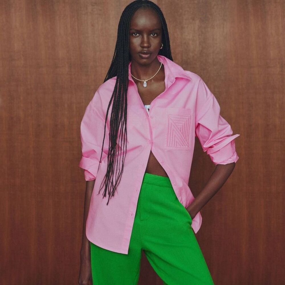 Women's Long Sleeve Oversized Poplin Button-Down Shirt - Rosie Assoulin Pink S